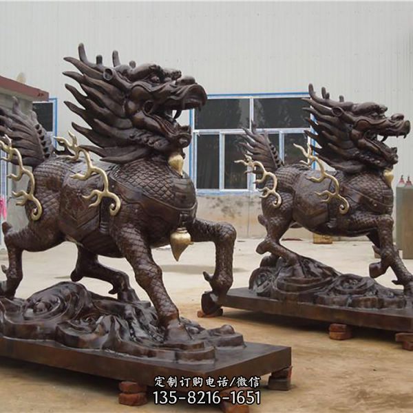 上古神獸玻璃鋼仿銅酒店公司鎮宅招財雕塑（5）