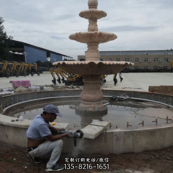 歐式晚霞紅石雕戶外廣場大型噴泉雕塑（2）