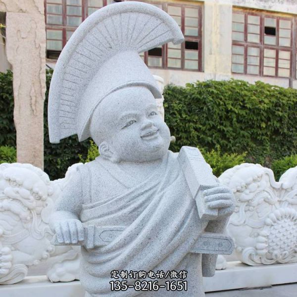佛堂寺院擺放砂石雕刻掃地僧雕像 （1）
