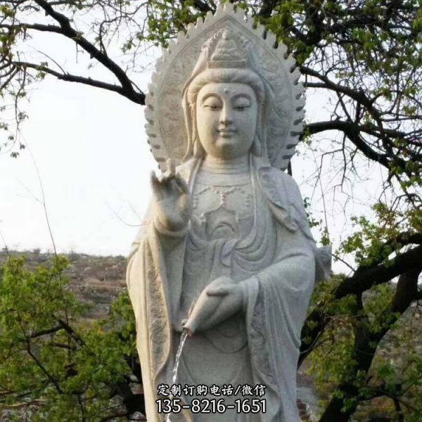 觀音菩薩戶外廣場大型漢白玉石雕景觀雕塑（3）