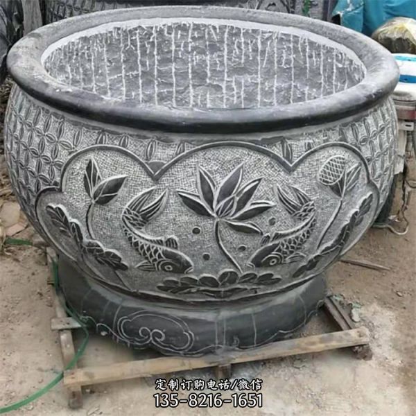 戶外庭院仿古石雕魚缸老石槽擺件 （4）