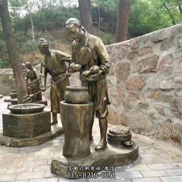 創意戶外園林景觀玻璃鋼仿銅人物景觀雕塑
