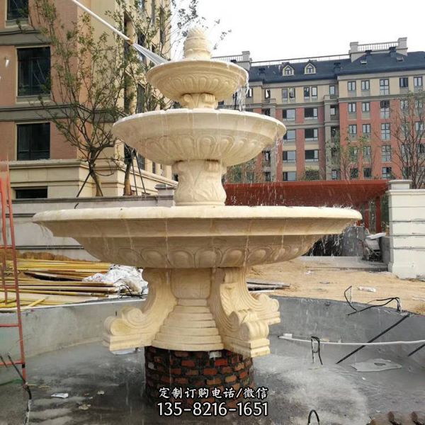 小區(qū)廣場(chǎng)擺放歐式黃銹石噴泉水景雕塑（4）