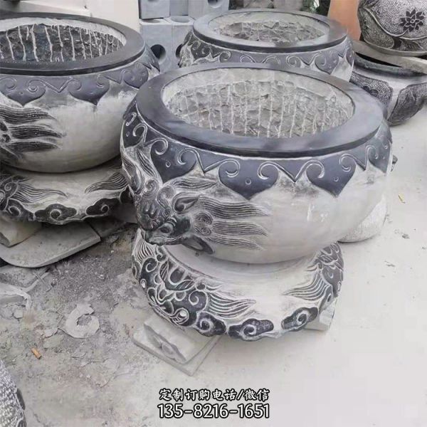 青石石缸石雕魚缸庭院擺件（3）