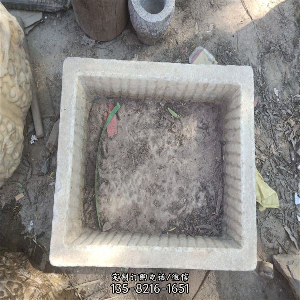 方形庭院大理石石雕老石槽雕塑