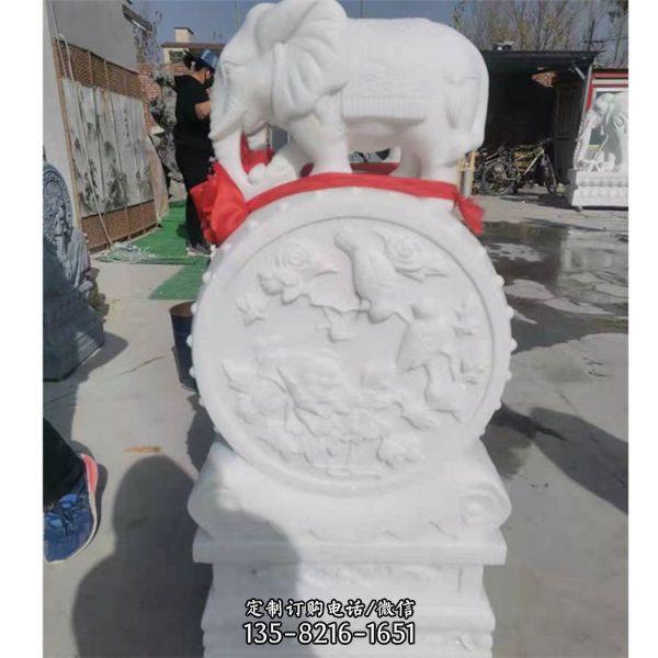 漢白玉石雕庭院門口大型石雕抱鼓石