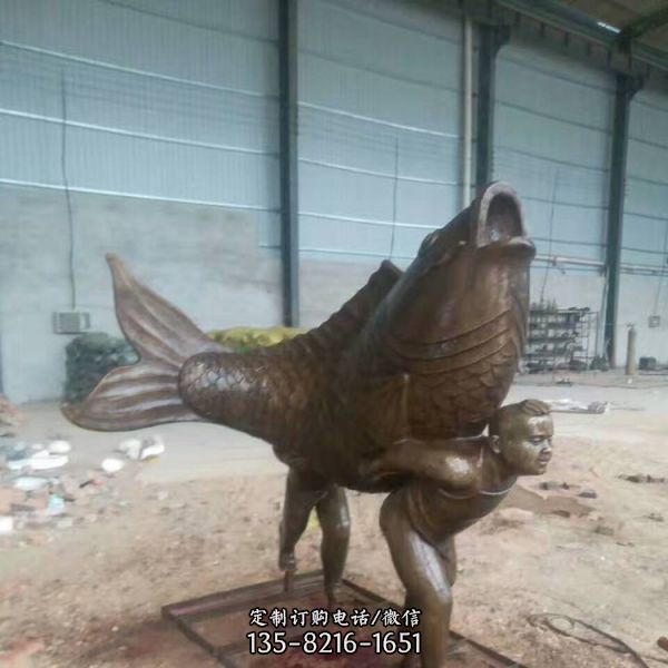 公園水景鑄銅荷花鯉魚動物銅雕擺件（4）
