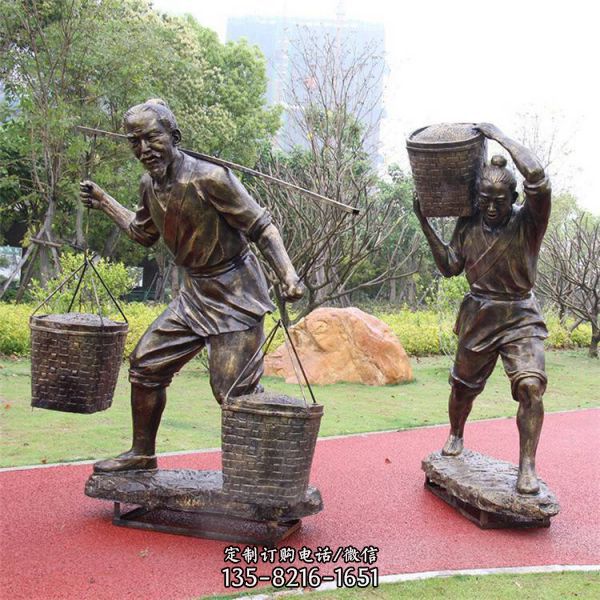 街道銅雕民俗小品農耕人物雕塑