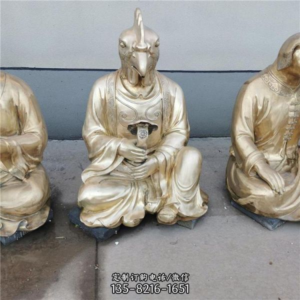 景區(qū)不銹鋼人身獸面 十二生肖雕塑（2）