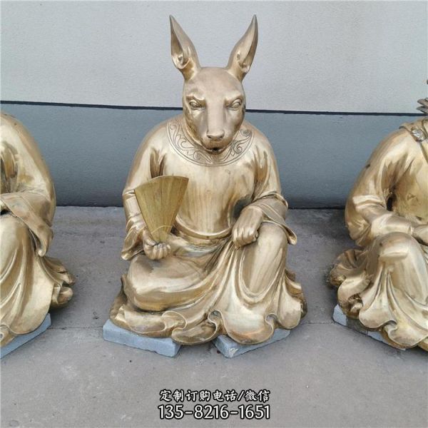 景區(qū)不銹鋼人身獸面 十二生肖雕塑（7）