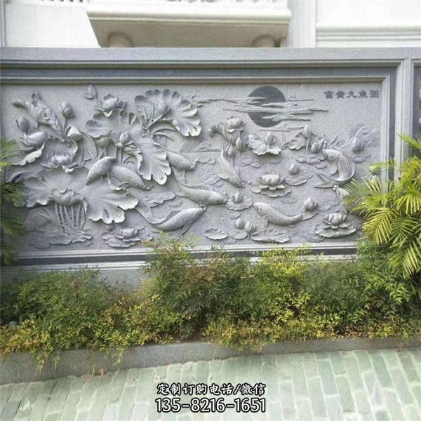 寺廟門面石材漢白玉石浮雕  影壁雕塑（3）