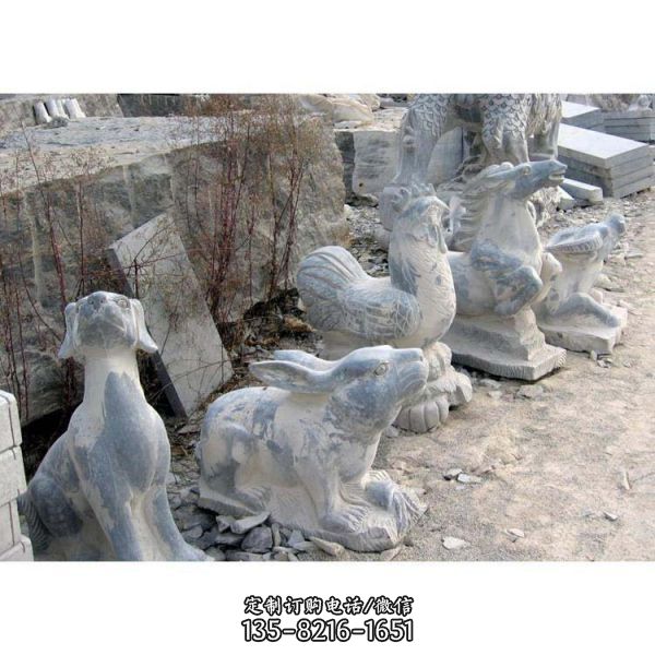 園林擺放中式石雕人物動物雕塑（1）