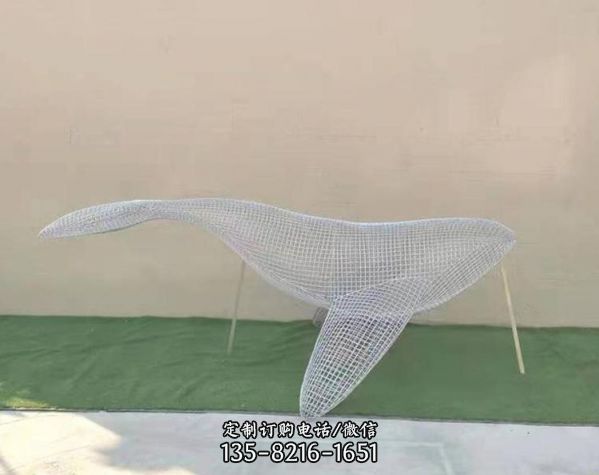 不銹鋼鏤空海豚雕塑戶外園林景觀動物模型草坪裝飾品擺件（4）