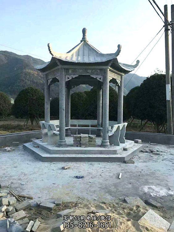 定制別墅休閑石雕涼亭雕塑（1）