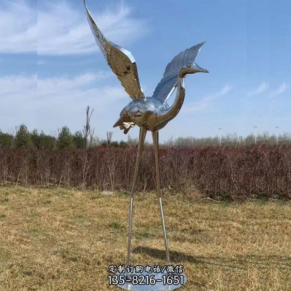 公園草坪仿真動物擺件不銹鋼仙鶴雕塑（3）