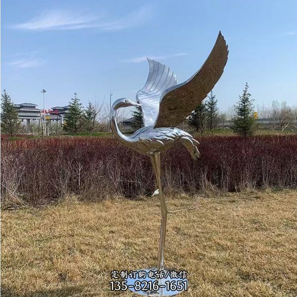 公園草坪仿真動物擺件不銹鋼仙鶴雕塑（5）