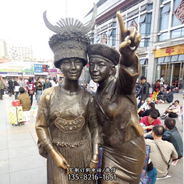 定制城市標志不銹鋼噴漆少數民族人物雕塑（1）