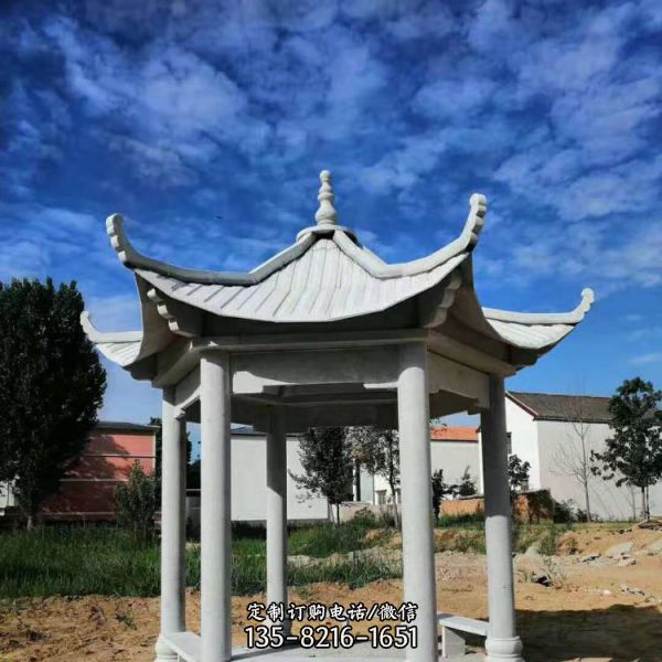 花崗巖景區石亭子仿古建筑石雕涼亭雕塑（3）