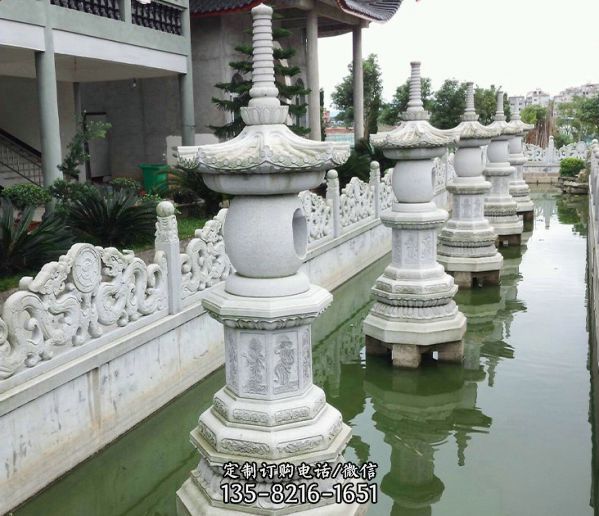 寺廟大理石石雕戶外園林景觀舍利塔雕塑（4）