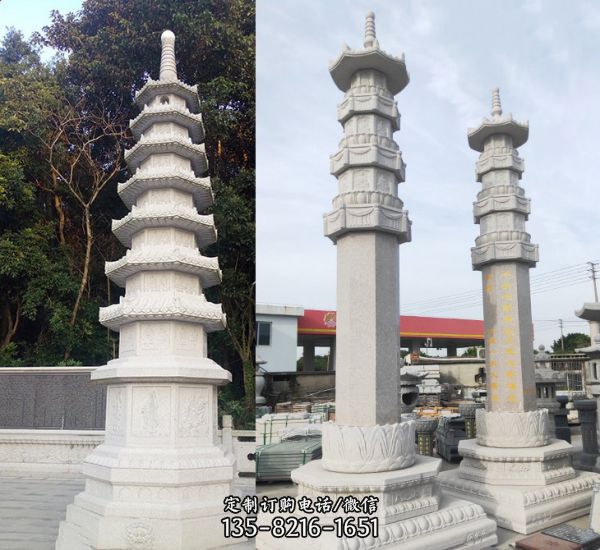 寺廟大理石石雕戶外園林景觀舍利塔雕塑（5）