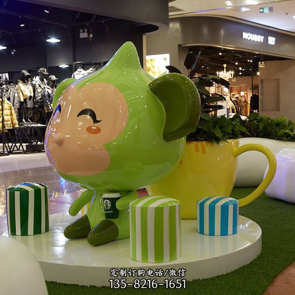 商場玻璃鋼卡通猴子公仔藝術美陳景觀擺件（5）