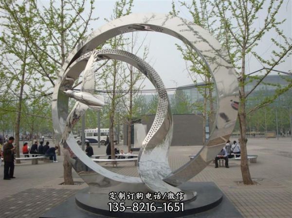 廣場(chǎng)擺放不銹鋼城市標(biāo)志物雕塑（3）