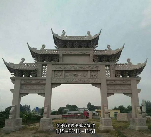 美麗鄉村門樓石雕牌坊雕塑（5）