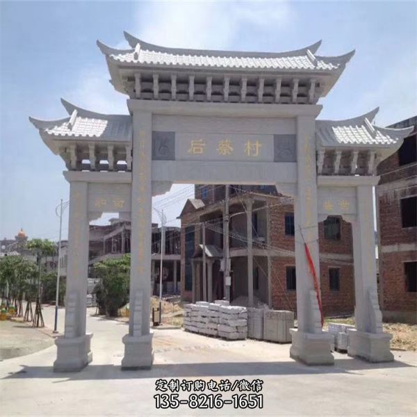 大理石仿古做舊石雕牌坊園林景觀擺件 （3）