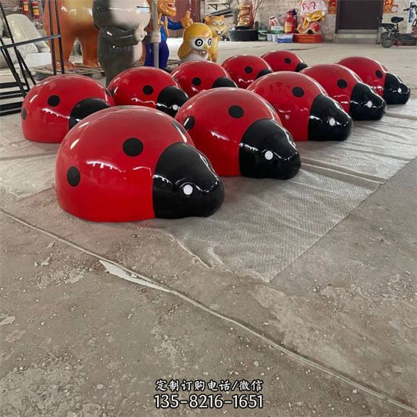 戶外動物園林玻璃鋼卡通抽象七星瓢蟲雕塑