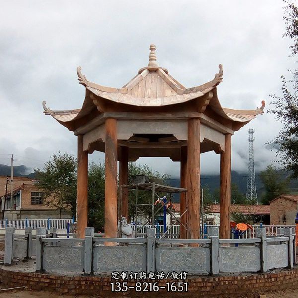 公園景區大理石石雕六角涼亭雕塑（2）