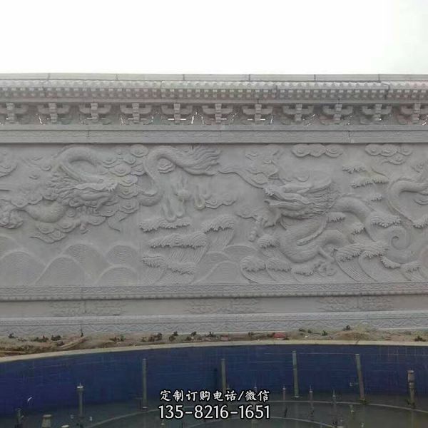 庭院中式仿古青石浮雕影壁墻雕塑（4）