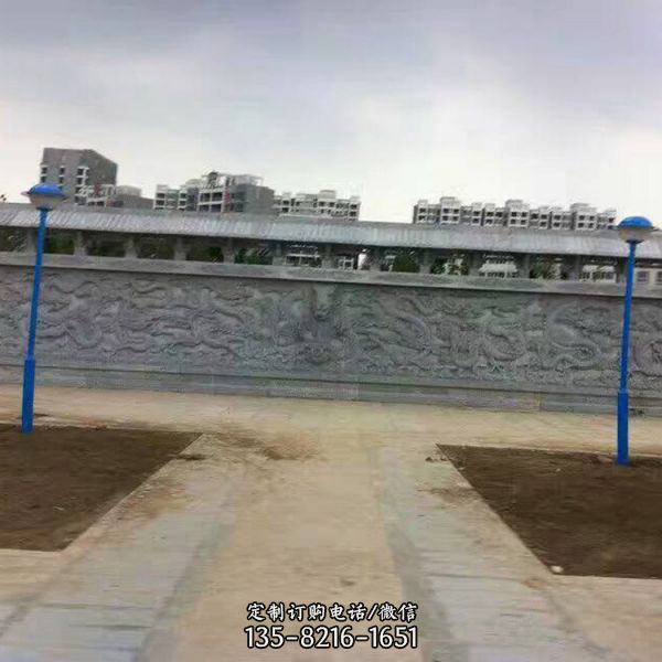庭院中式仿古青石浮雕影壁墻雕塑（3）