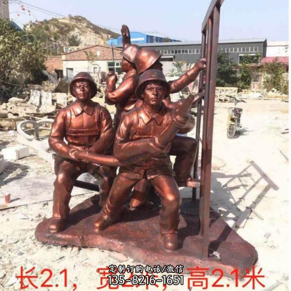 廣場擺放消防英雄銅雕塑像（4）