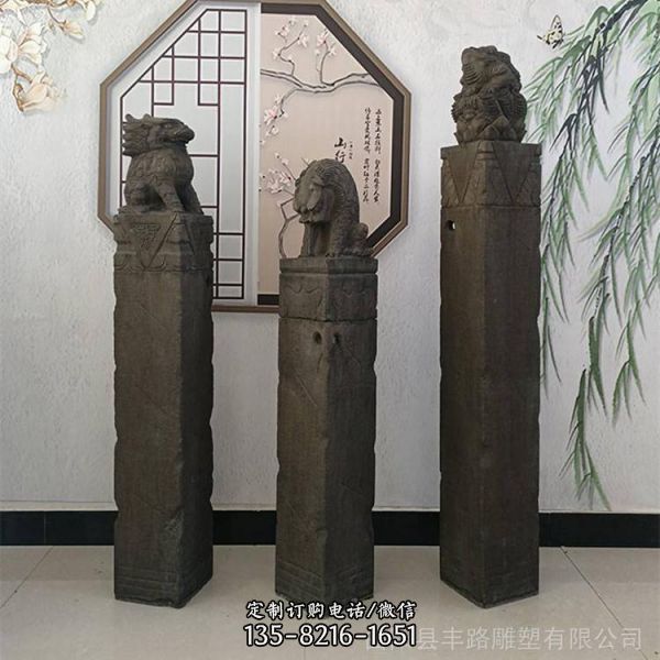 仿古做舊大理石石雕栓馬柱雕塑（1）