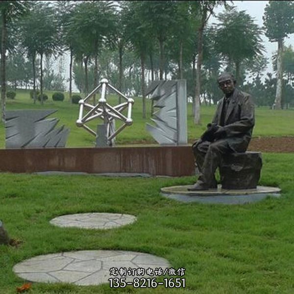 公園玻璃鋼仿銅園林景觀人物雕塑