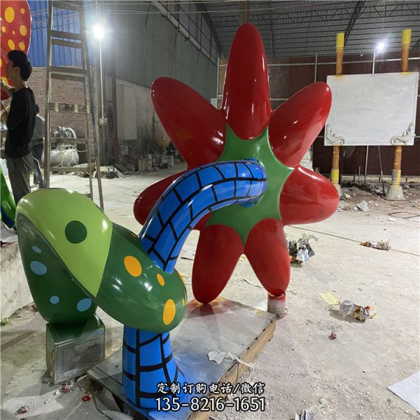 玻璃鋼彩繪花朵植物雕塑幼兒園卡通太陽花雕塑（5）