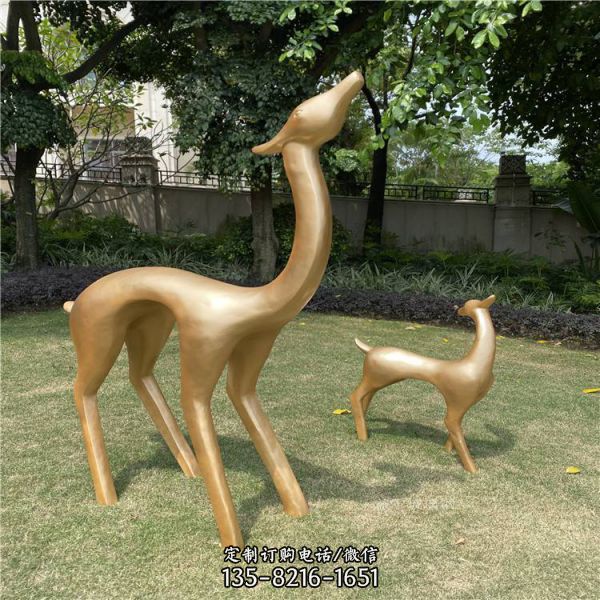  定制戶外景觀玻璃鋼抽象動物小鹿擺件雕塑（1）