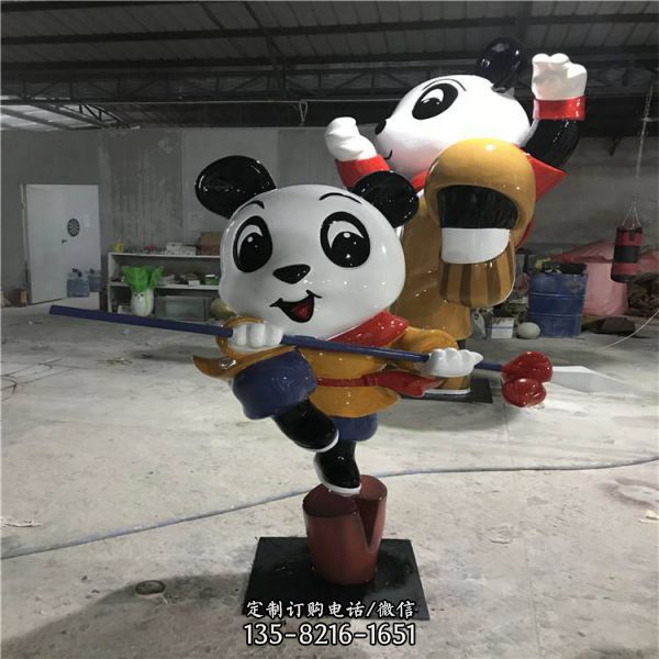 商廈大型玻璃鋼卡通創意功夫熊貓雕塑（4）