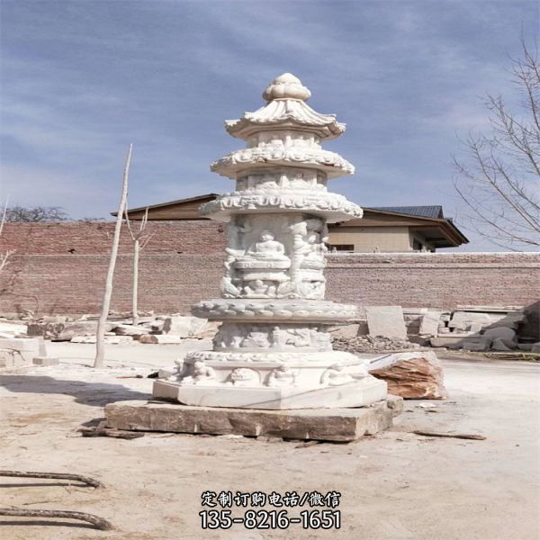 寺廟景觀仿古石塔 多層古建石雕佛塔雕塑（1）