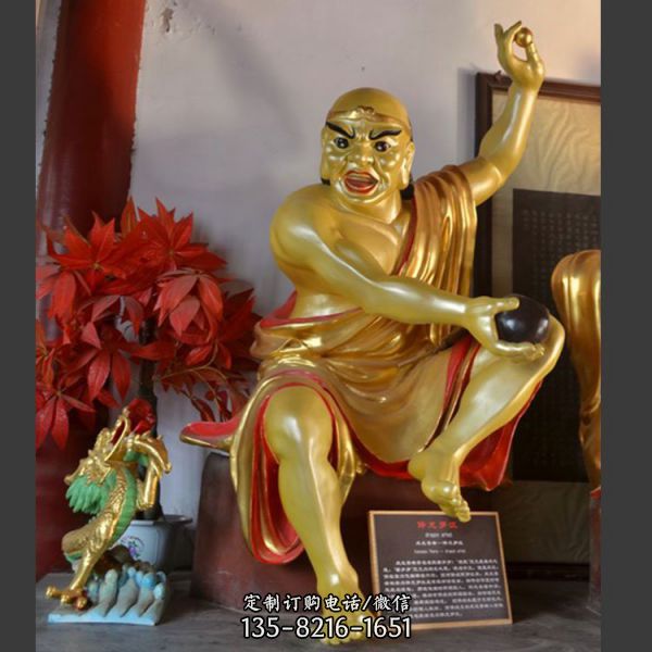 寺廟玻璃鋼漆金供奉佛像十八羅漢雕塑（1）