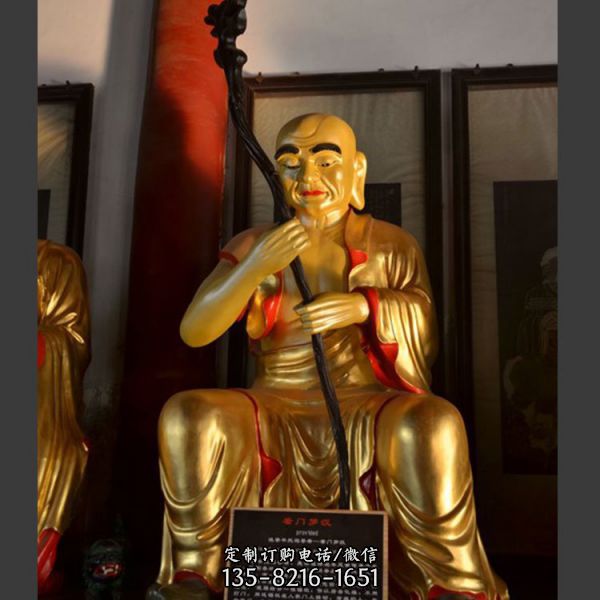 寺廟玻璃鋼漆金供奉佛像十八羅漢雕塑（5）