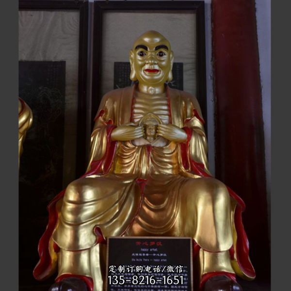 寺廟玻璃鋼漆金供奉佛像十八羅漢雕塑（4）