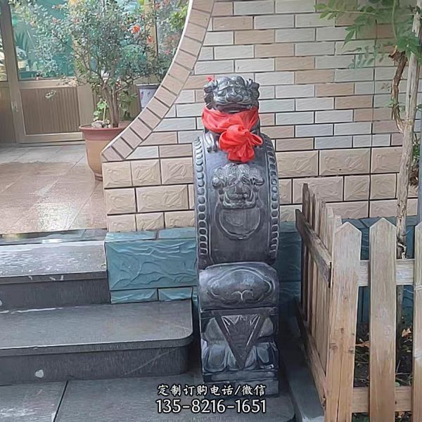 仿古青石雕室外門墩大象抱鼓石擺件雕塑（4）