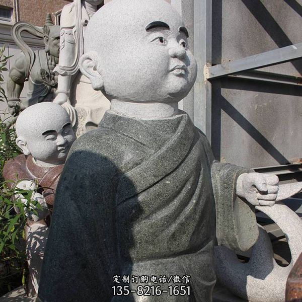 公園景區砂石石雕園林景觀小沙彌雕塑（2）