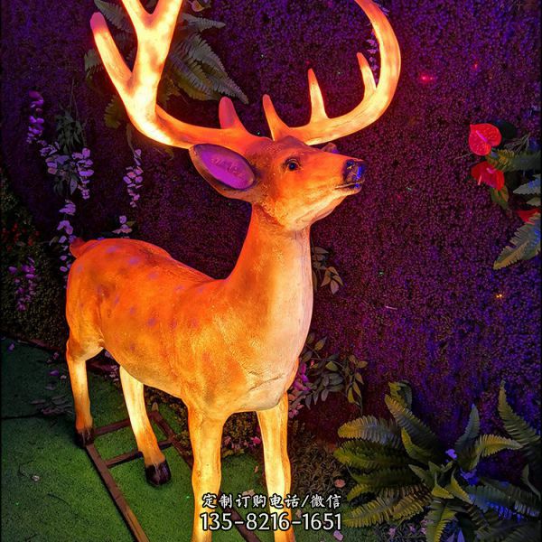 發光梅花鹿玻璃鋼樹脂動物