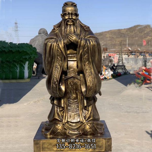 學校玻璃鋼仿銅大型孔子胸像雕塑（1）