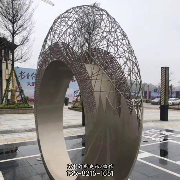 不銹鋼鏤空圓環(huán)雕塑商業(yè)街小區(qū)水景擺件（2）
