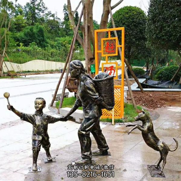  民俗耕田農業擺件玻璃鋼仿銅人物景觀雕塑  農民豐收主題雕塑（2）