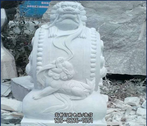 青石古建做舊門口抱鼓石門墩擺件（4）