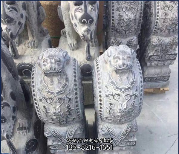 青石古建做舊門口抱鼓石門墩擺件（5）